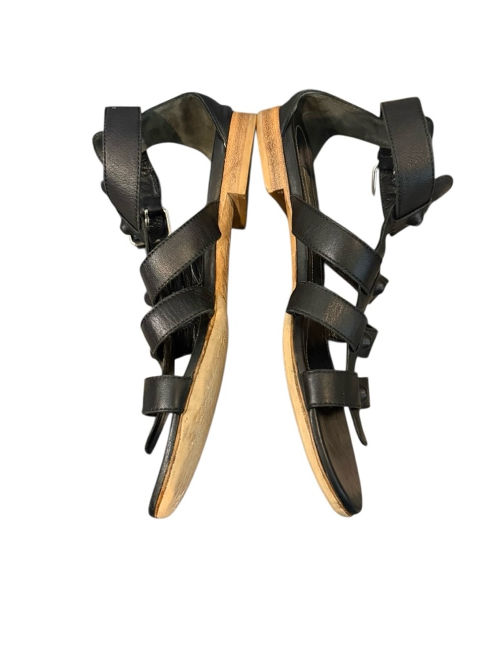 Balenciaga Arena Black Leather Gladiator Studded Multi-Strap Ankle Sandals - Picture 8 of 15
